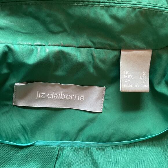 Liz Claiborne Green Belted Rain Resistant Short Trench Jacket with Pockets 8 - Picture 5 of 11